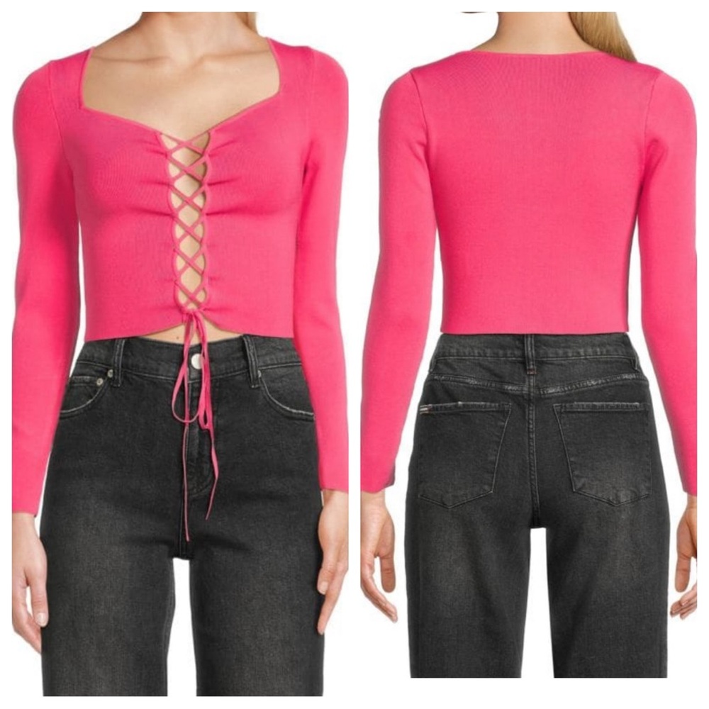 Alice + Olivia Hilaria Lace Up Top